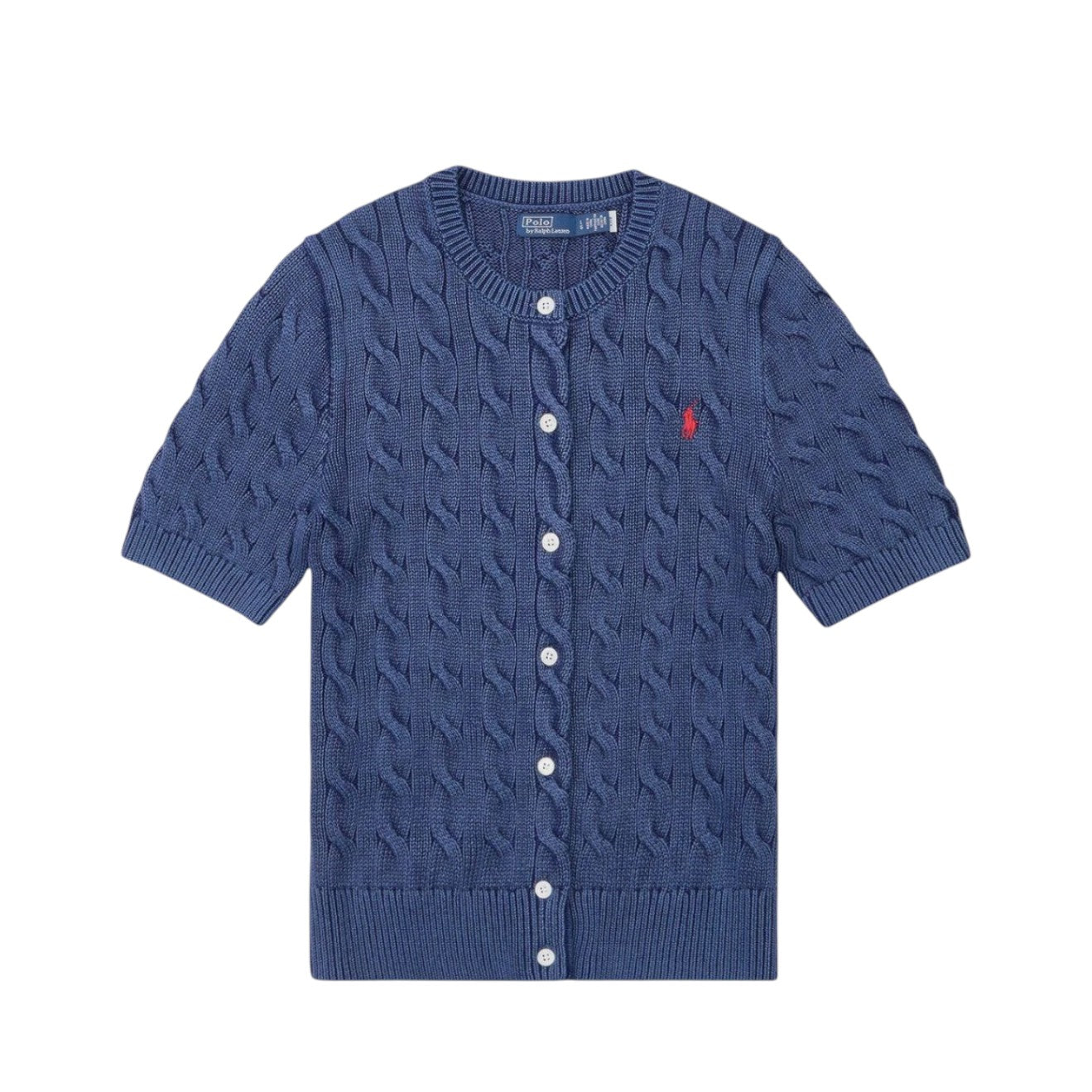 Polo Ralph Lauren Cable-Knit Short-Sleeve Cardigan Navy