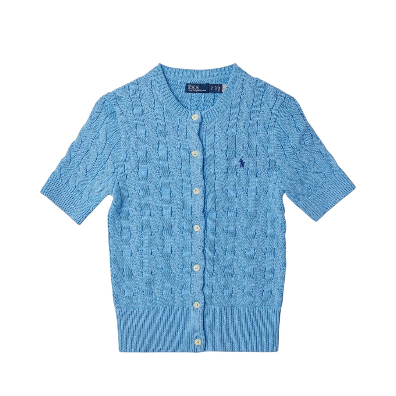 Polo Ralph Lauren Cable-Knit Short-Sleeve Cardigan Blue