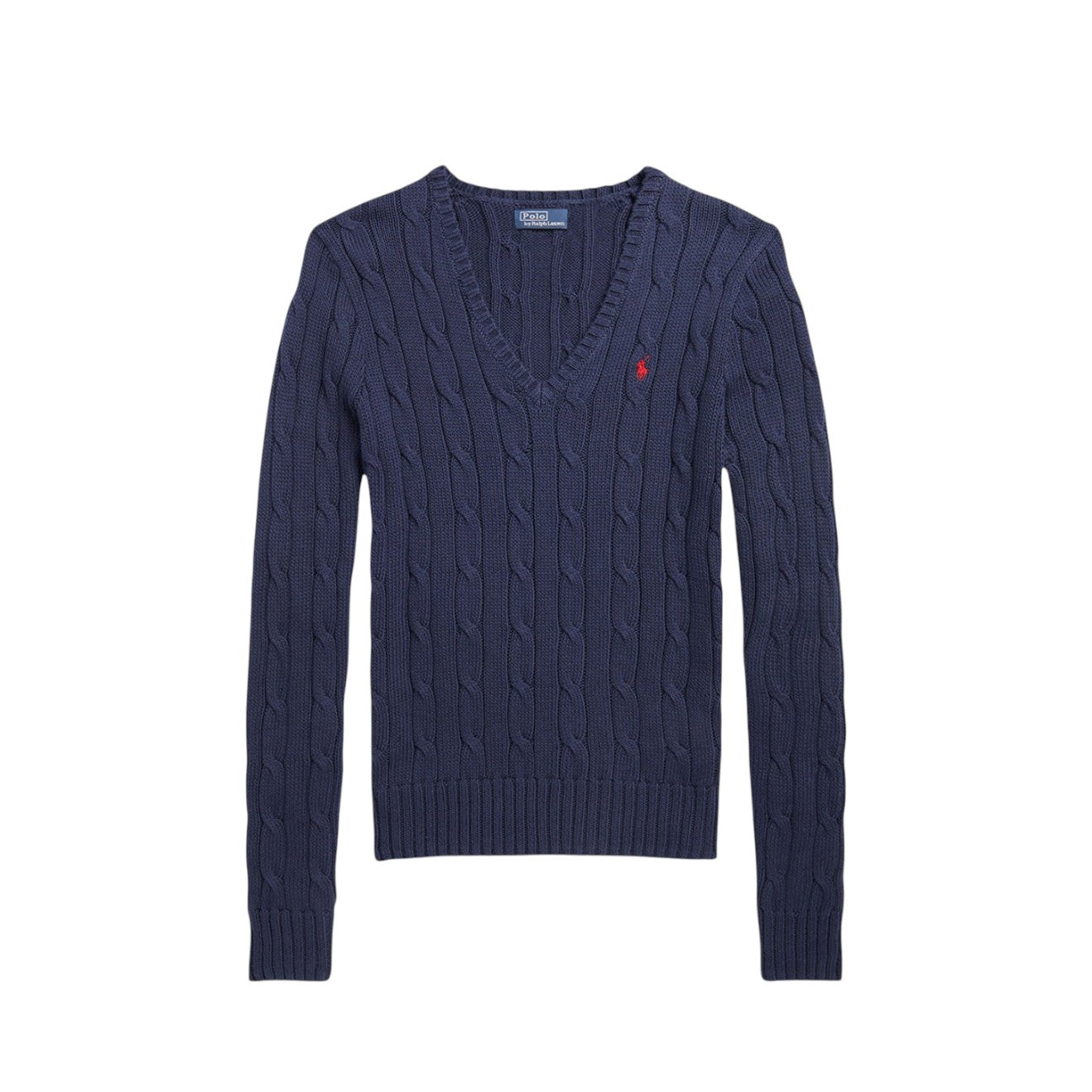 Polo Ralph Lauren Cable-Knit Cotton V-Neck Jumper Navy