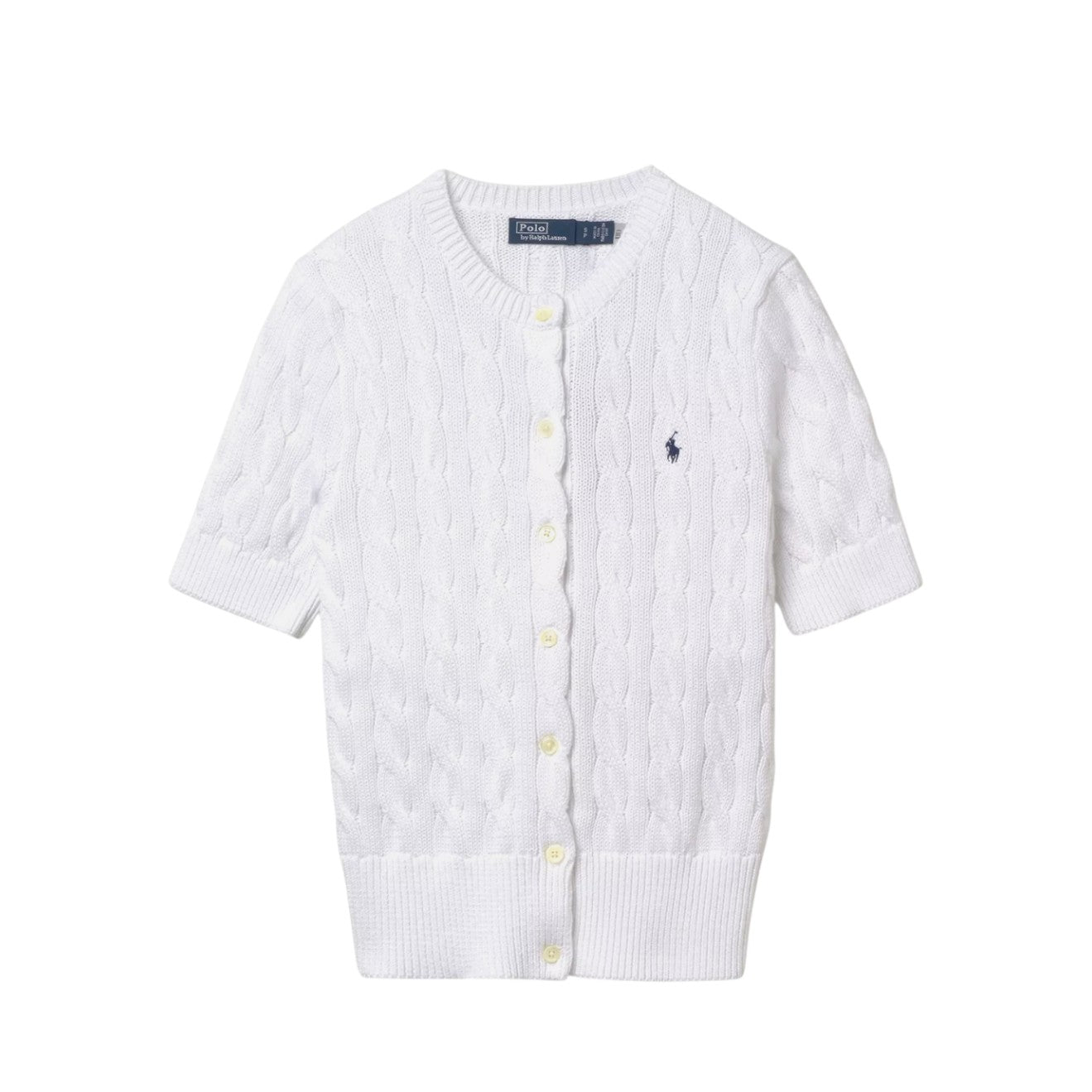 Polo Ralph Lauren Cable-Knit Short-Sleeve Cardigan White