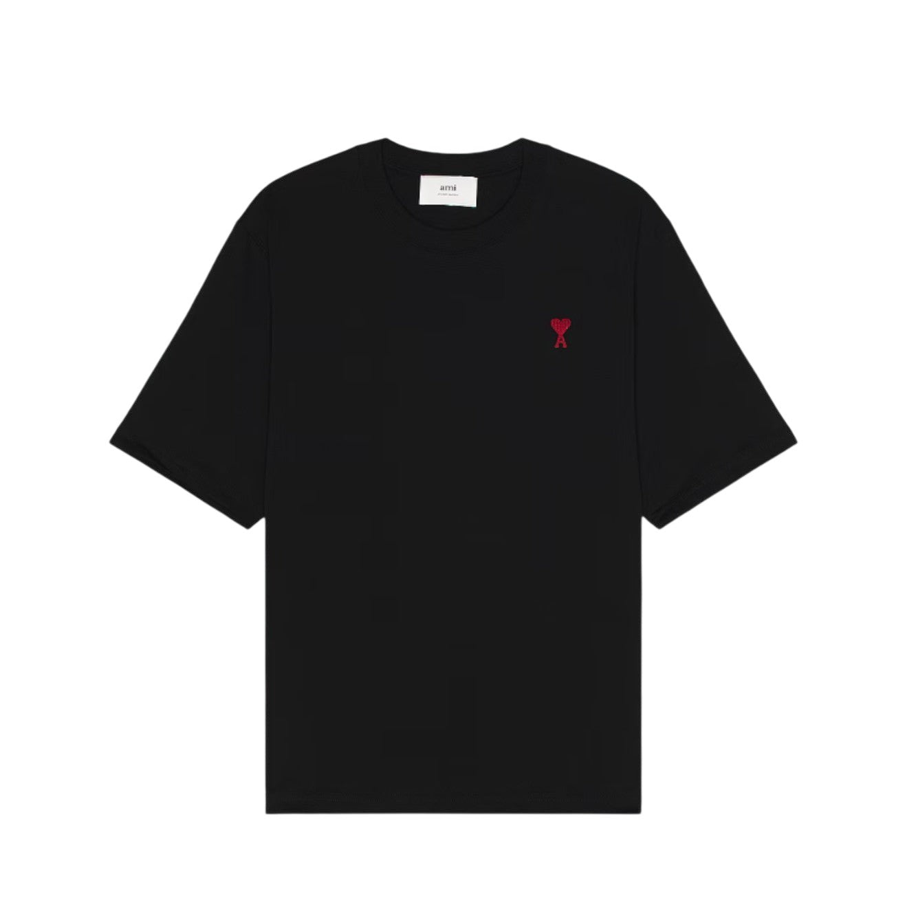 AMI Paris Black Cotton Ami de Coeur T-shirt