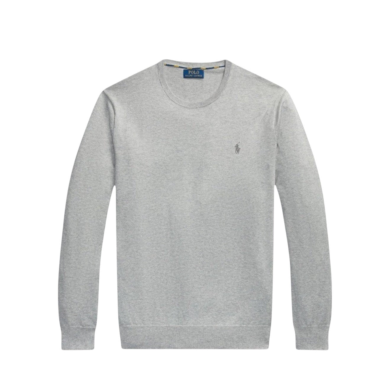 Polo Ralph Lauren Pony Logo Embroidered Pima Cotton Knit Jumper Gray Heather